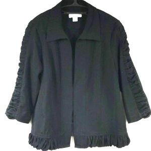 CJ Banks Blazer Open Front Ruched Sleeves Hem